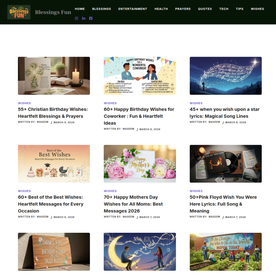 blessingsfun.com homepage screenshot