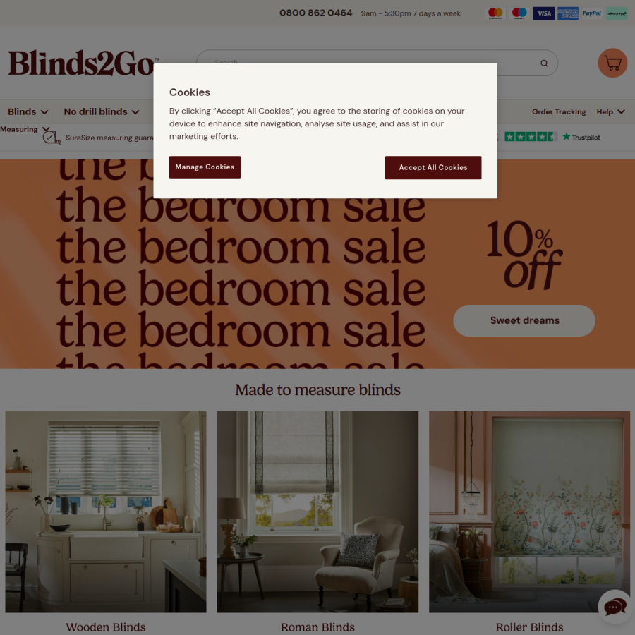 blinds-2go.co.uk homepage screenshot