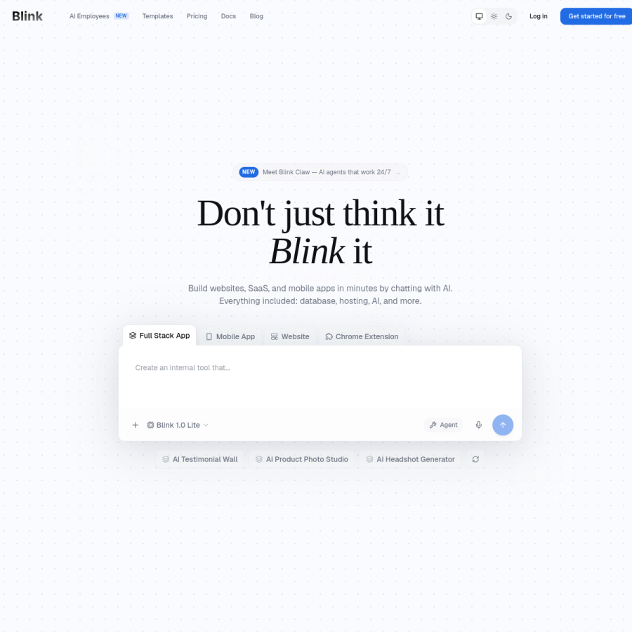 blink.new homepage screenshot