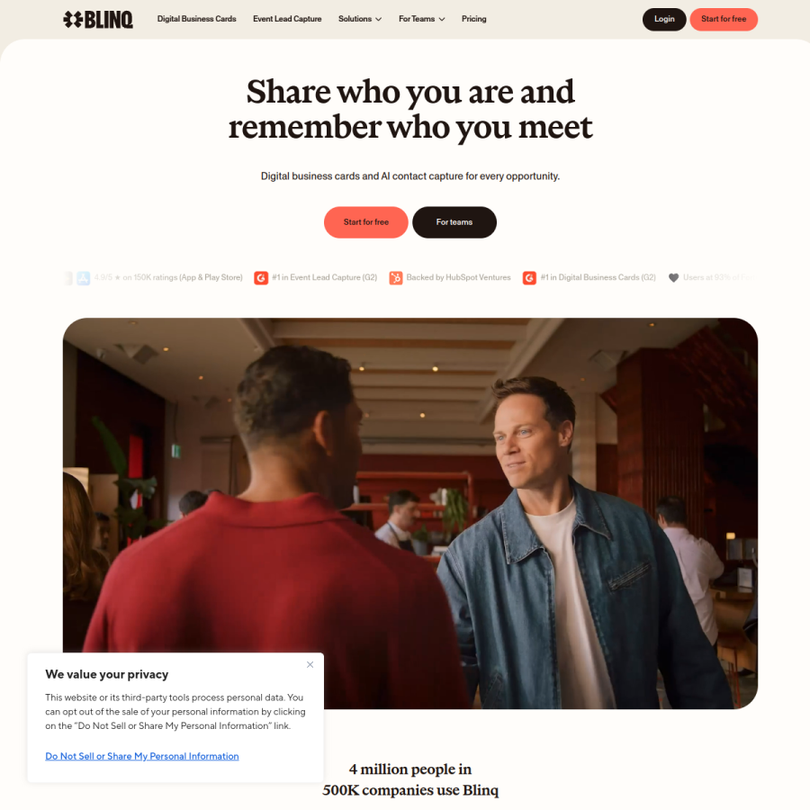 blinq.me homepage screenshot
