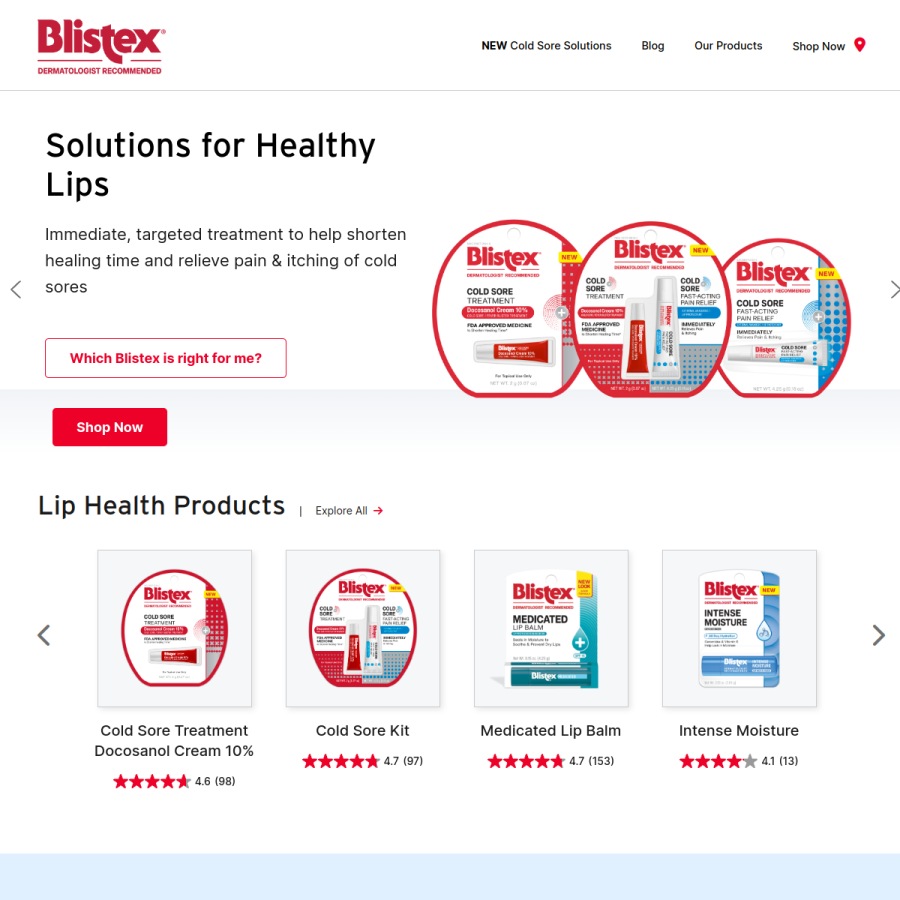 blistex.com homepage screenshot