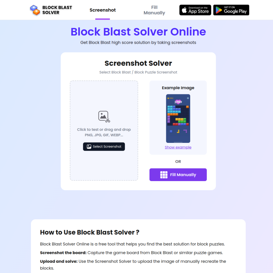 blockblastsolver.ai homepage screenshot
