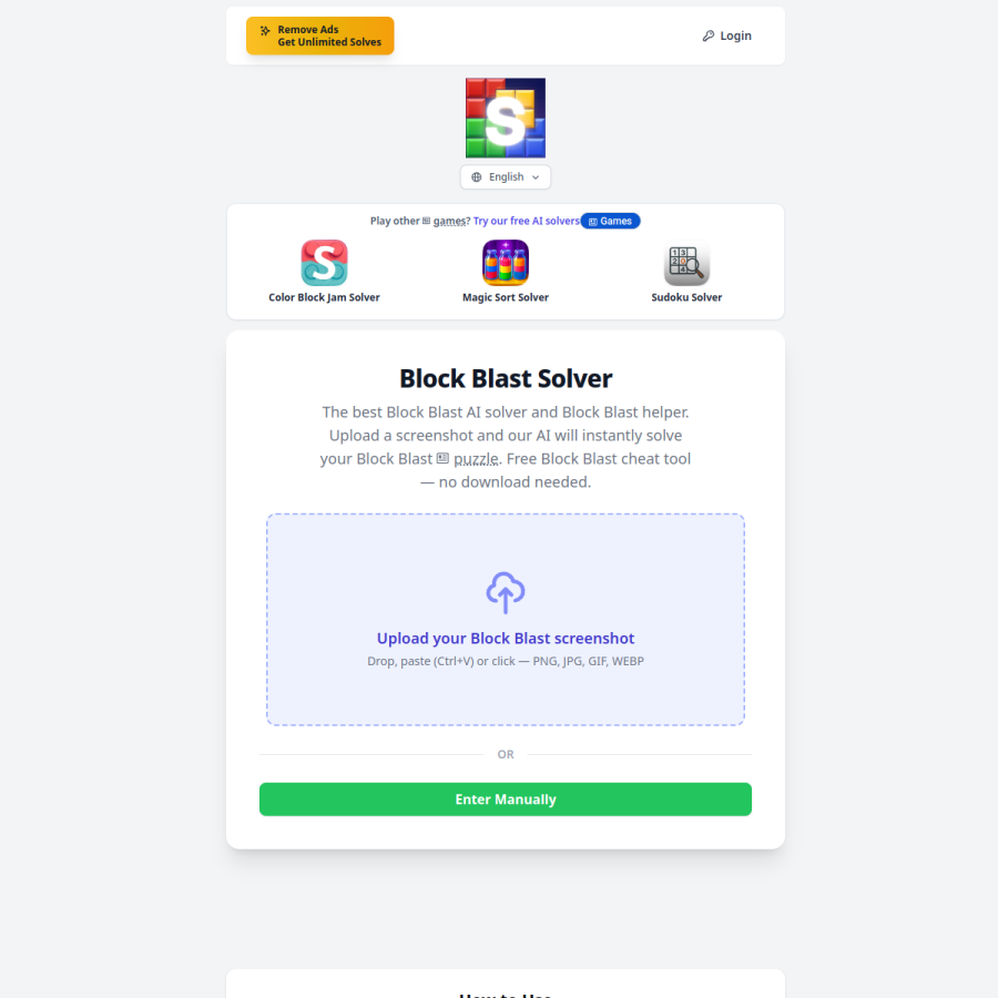 blockblastsolver.com homepage screenshot