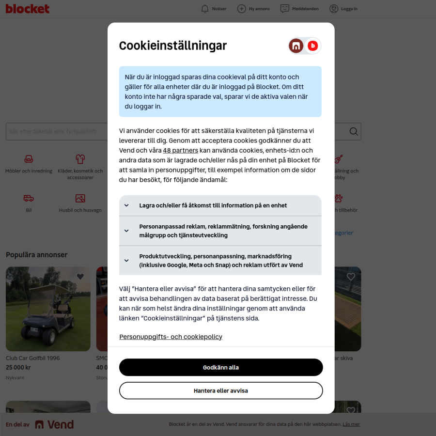 blocket.se homepage screenshot