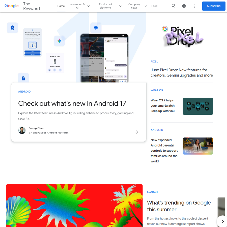blog.google homepage screenshot