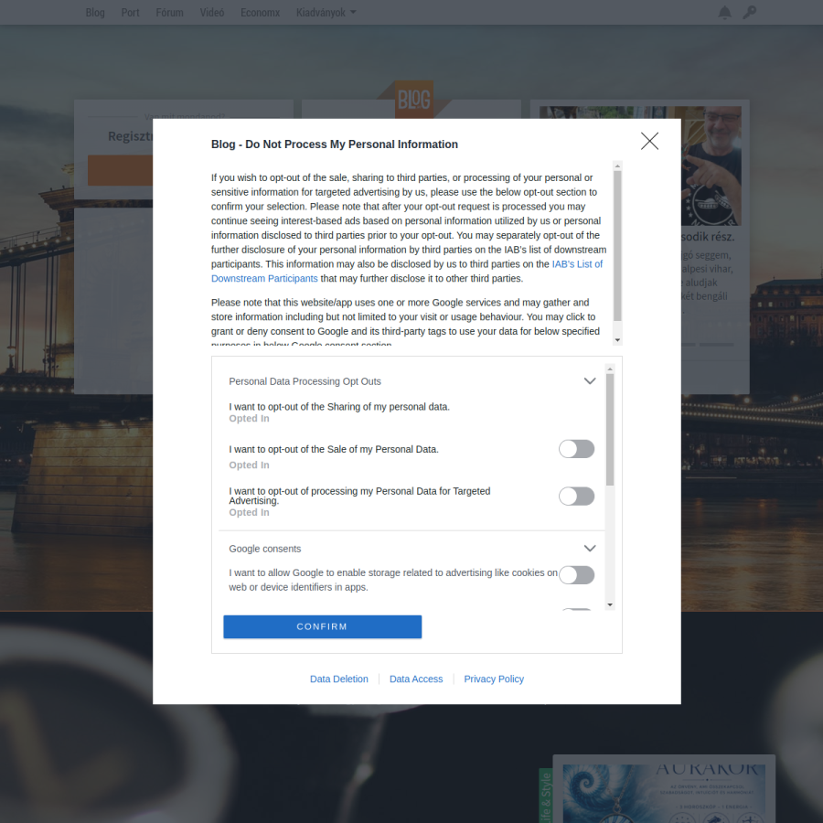 blog.hu homepage screenshot