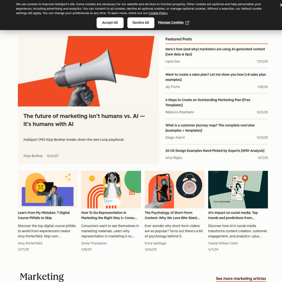 blog.hubspot.com homepage screenshot