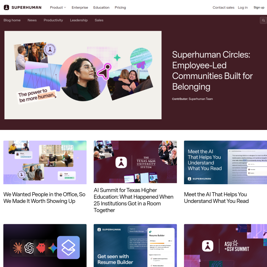 blog.superhuman.com homepage screenshot