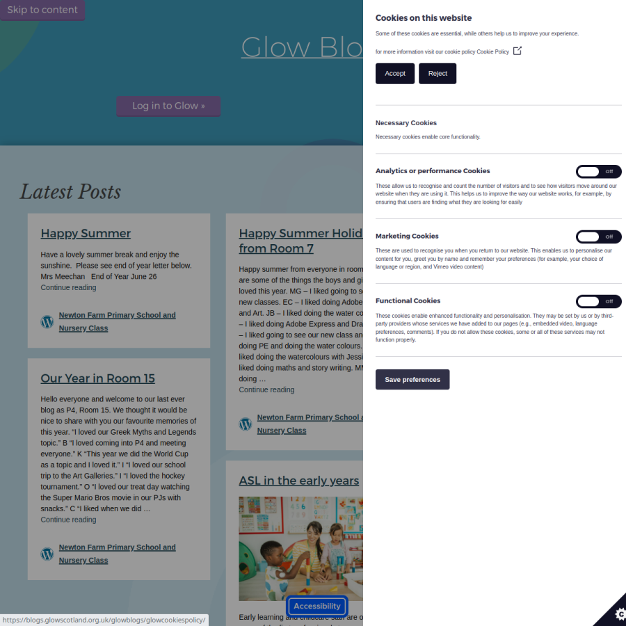 blogs.glowscotland.org.uk homepage screenshot