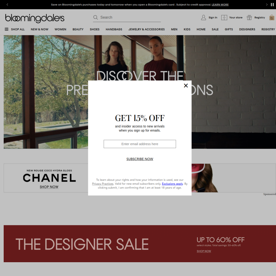bloomingdales.com homepage screenshot