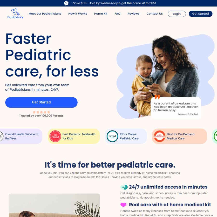 blueberrypediatrics.com homepage screenshot