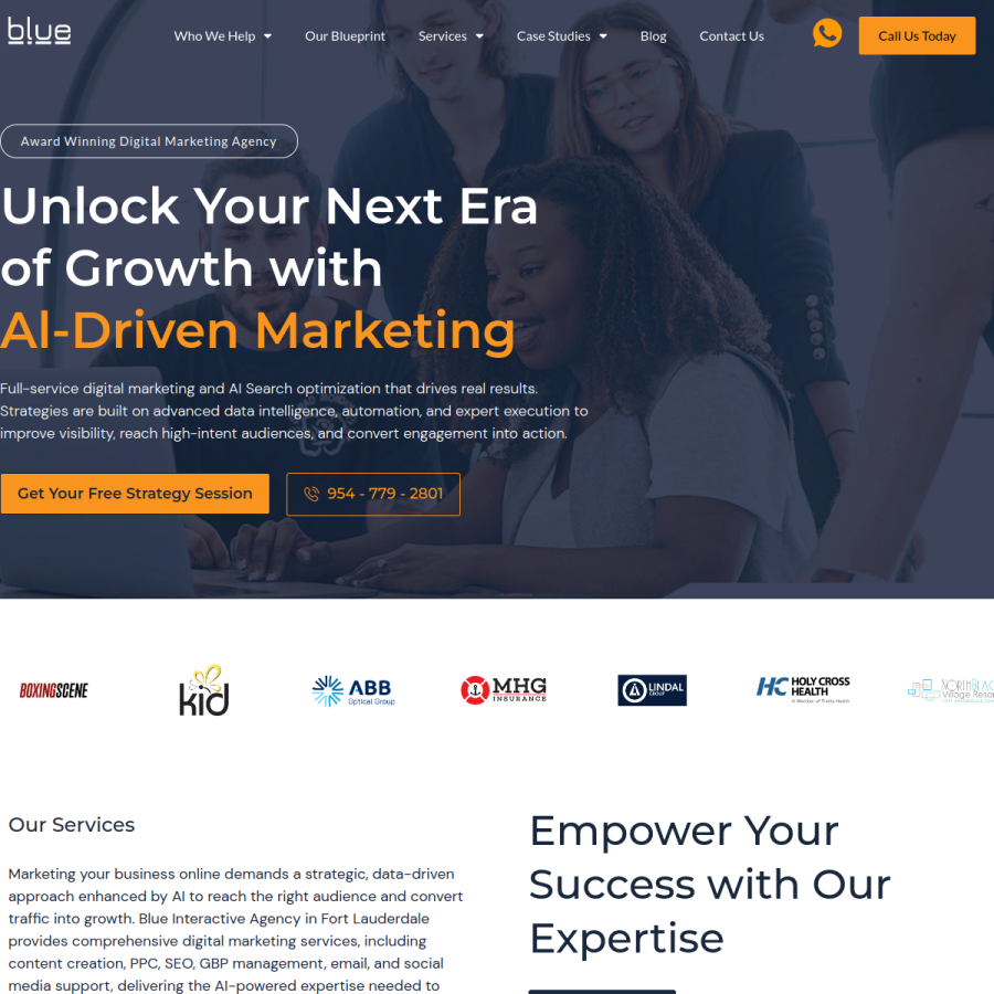 blueinteractiveagency.com homepage screenshot