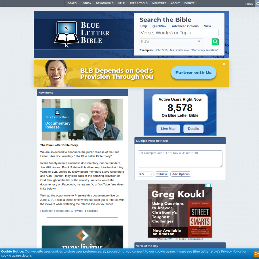blueletterbible.org homepage screenshot