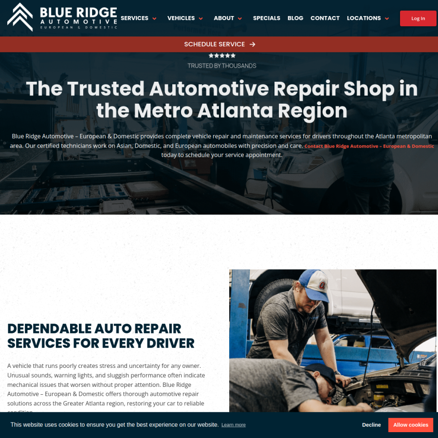 blueridgeauto.co homepage screenshot
