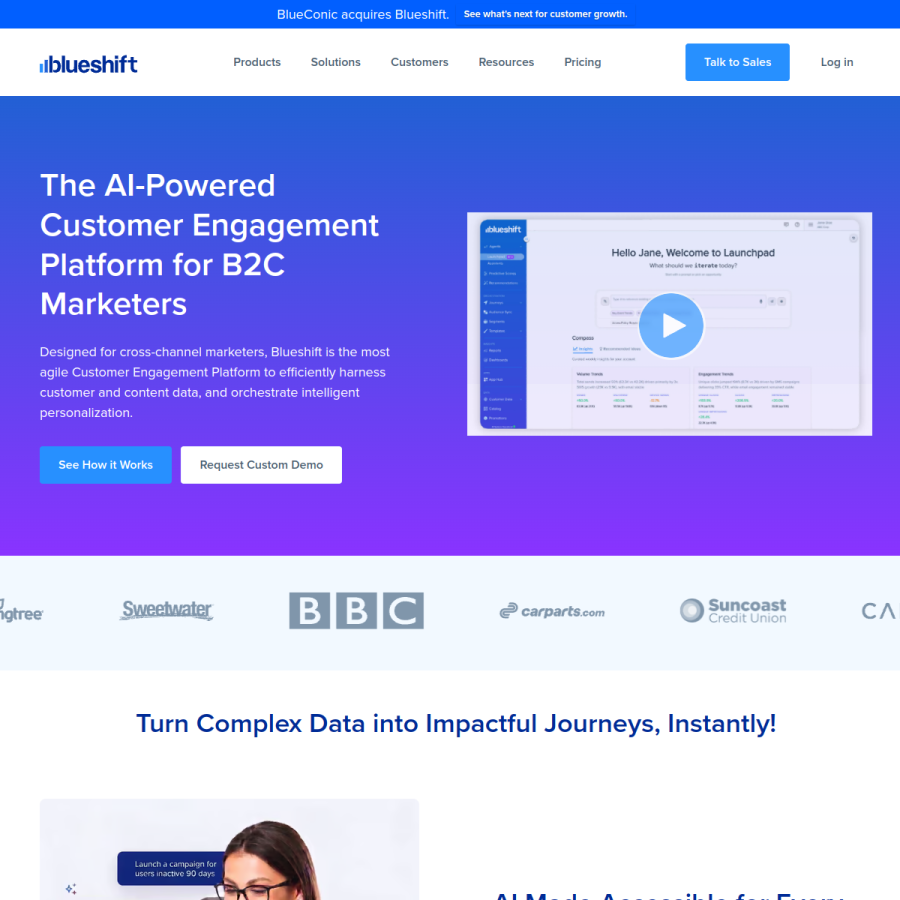 blueshift.com homepage screenshot