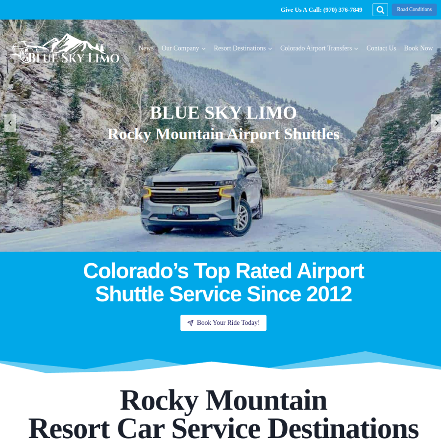 blueskylimovail.com homepage screenshot
