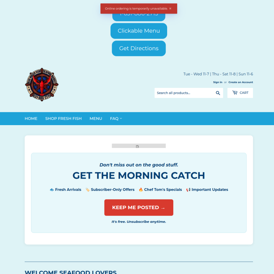 bluewaterfish.net homepage screenshot
