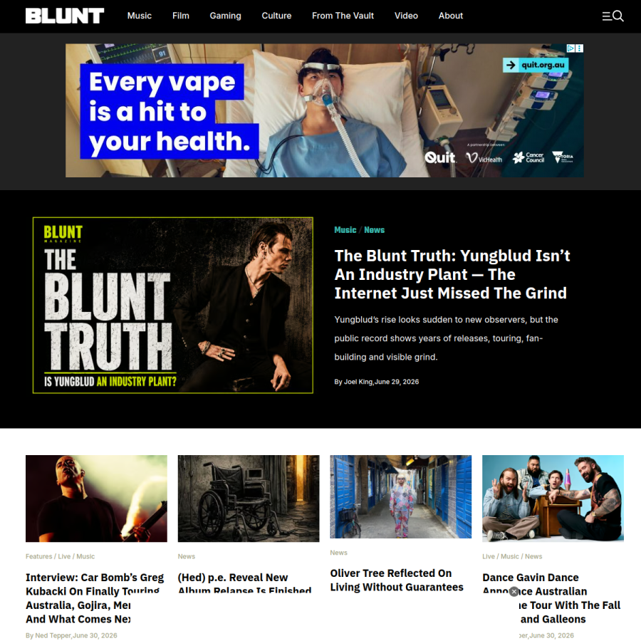 bluntmag.com.au homepage screenshot