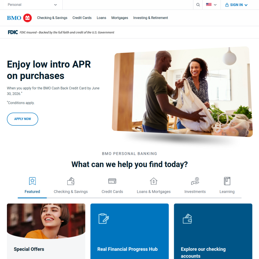bmo.com homepage screenshot