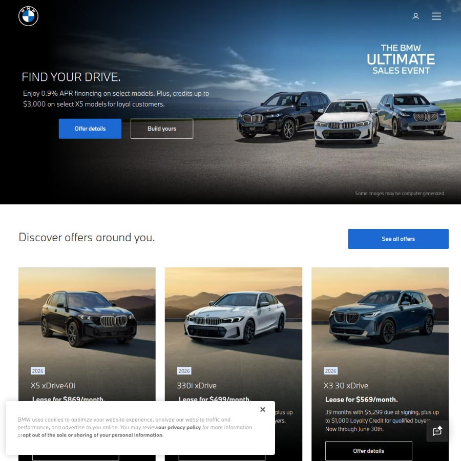 bmw.com homepage screenshot