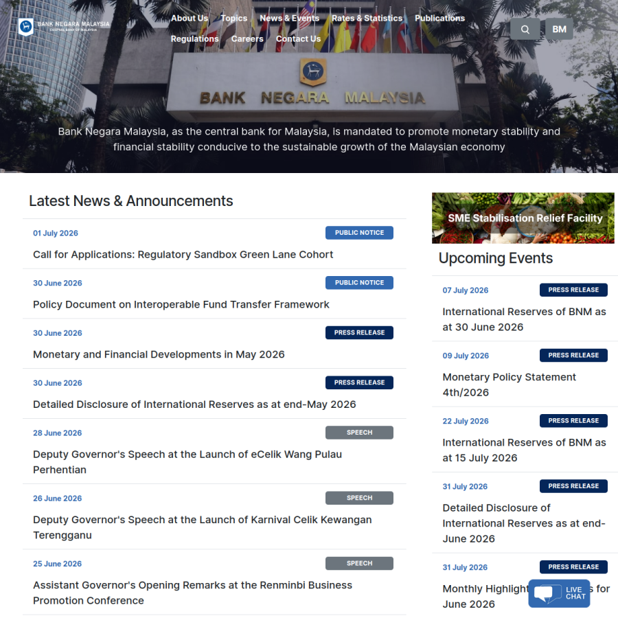 bnm.gov.my homepage screenshot