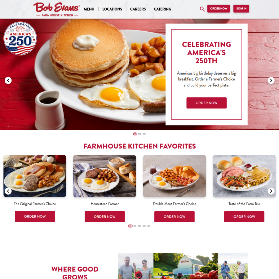 bobevans.com homepage screenshot