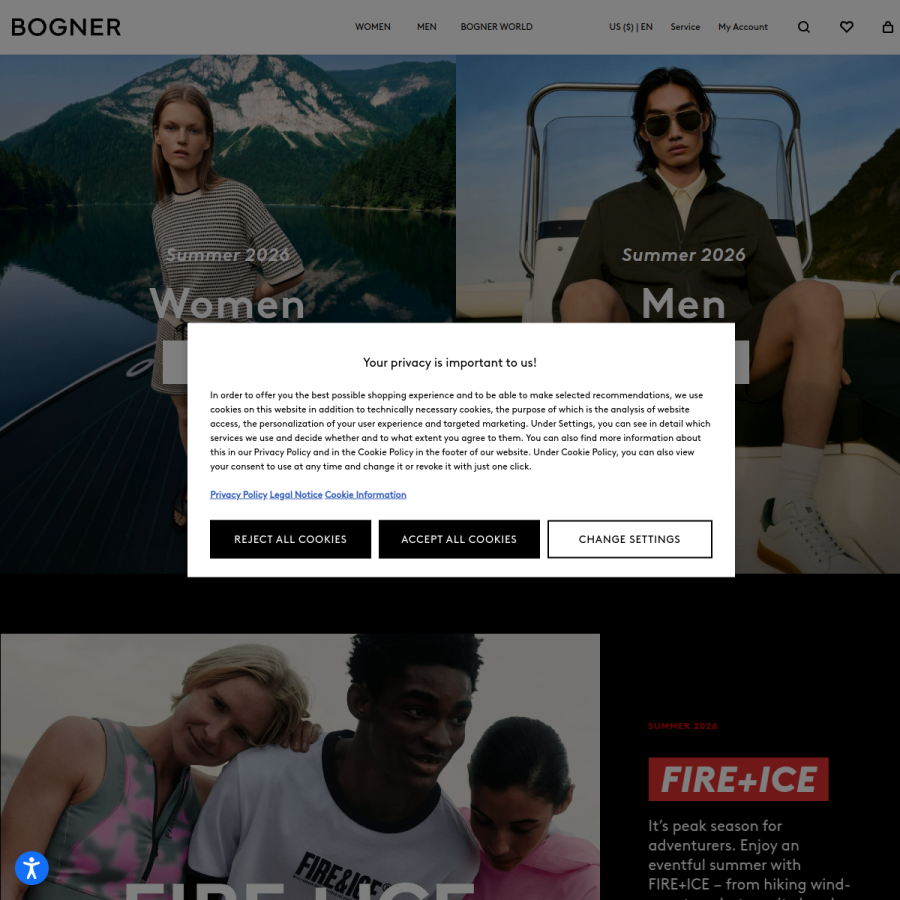 bogner.com homepage screenshot