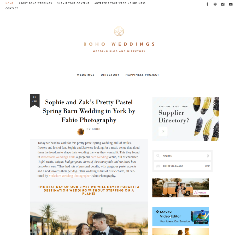 boho-weddings.com homepage screenshot