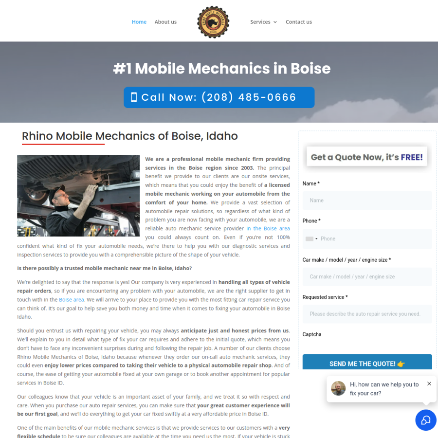 boisemobilemechanic.com homepage screenshot
