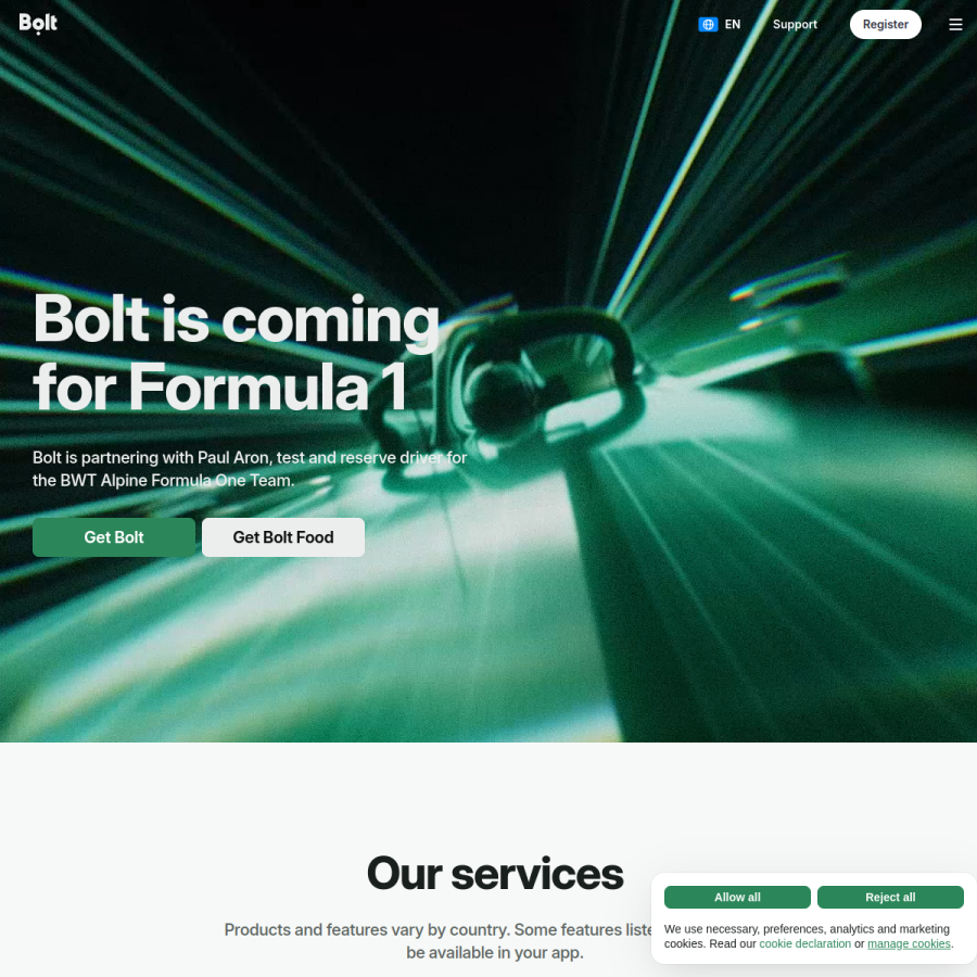 bolt.eu homepage screenshot