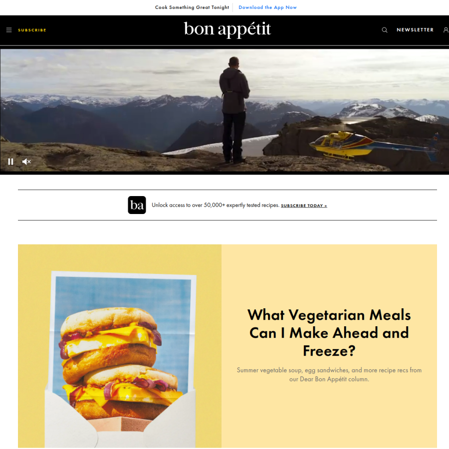 bonappetit.com homepage screenshot