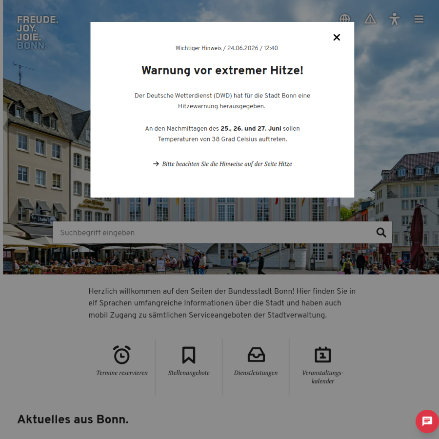 bonn.de homepage screenshot