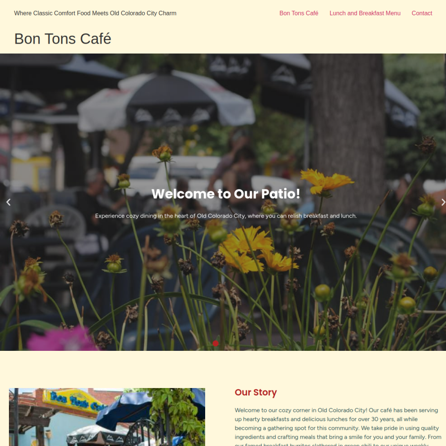 bontonscafe.com homepage screenshot