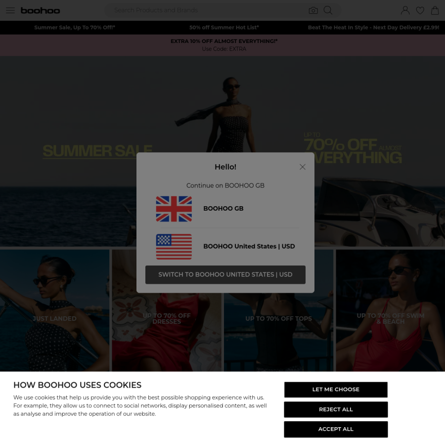 boohoo.com homepage screenshot