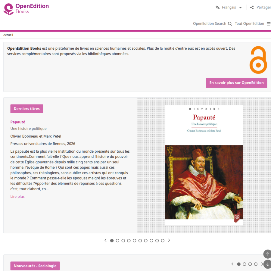 books.openedition.org homepage screenshot