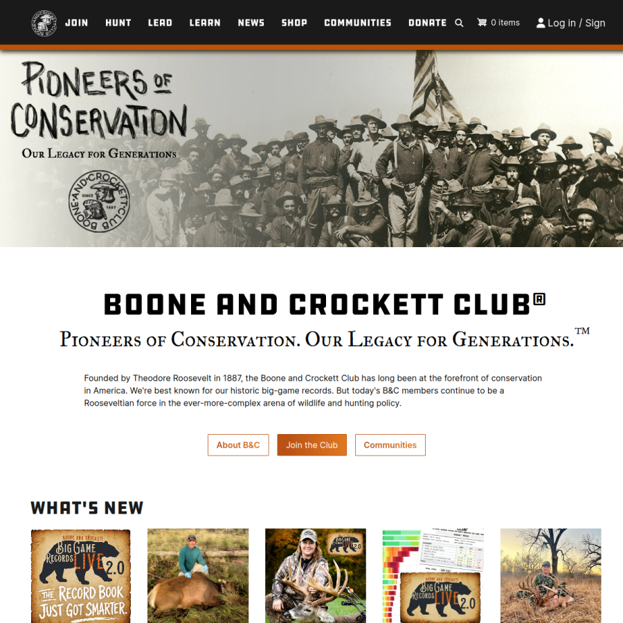 boone-crockett.org homepage screenshot