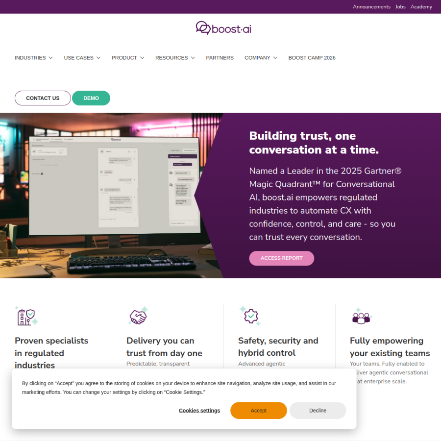 boost.ai homepage screenshot