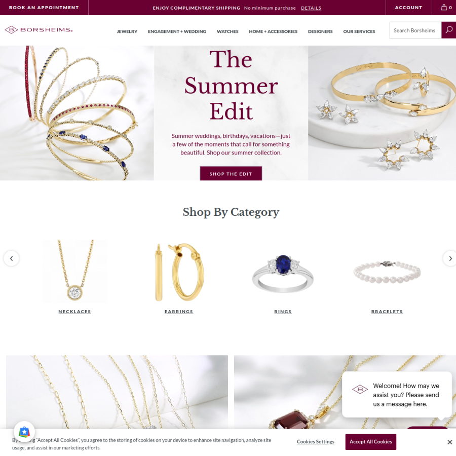 borsheims.com homepage screenshot