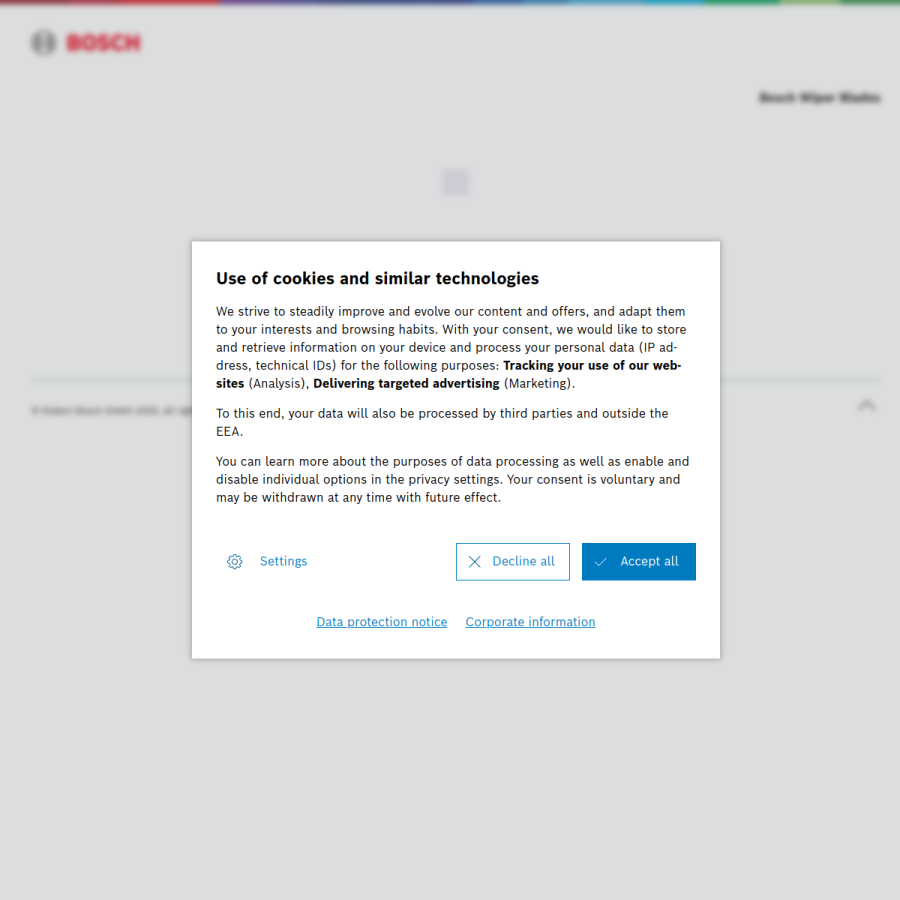 boschwiperblades.com homepage screenshot