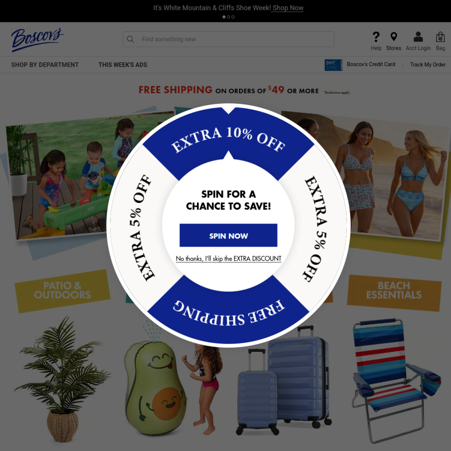 boscovs.com homepage screenshot