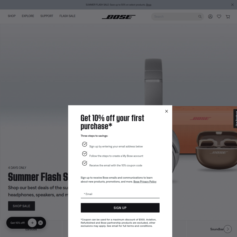 bose.com homepage screenshot