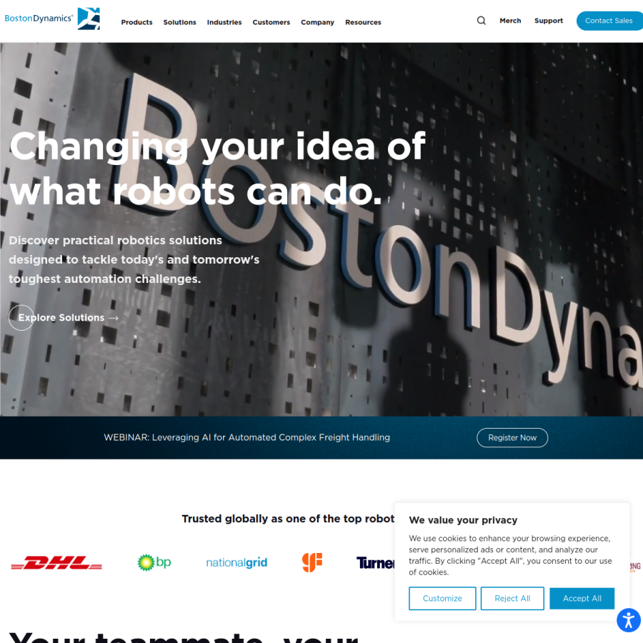 bostondynamics.com homepage screenshot