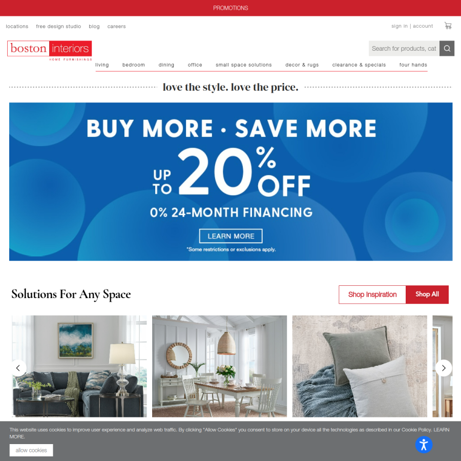 bostoninteriors.com homepage screenshot