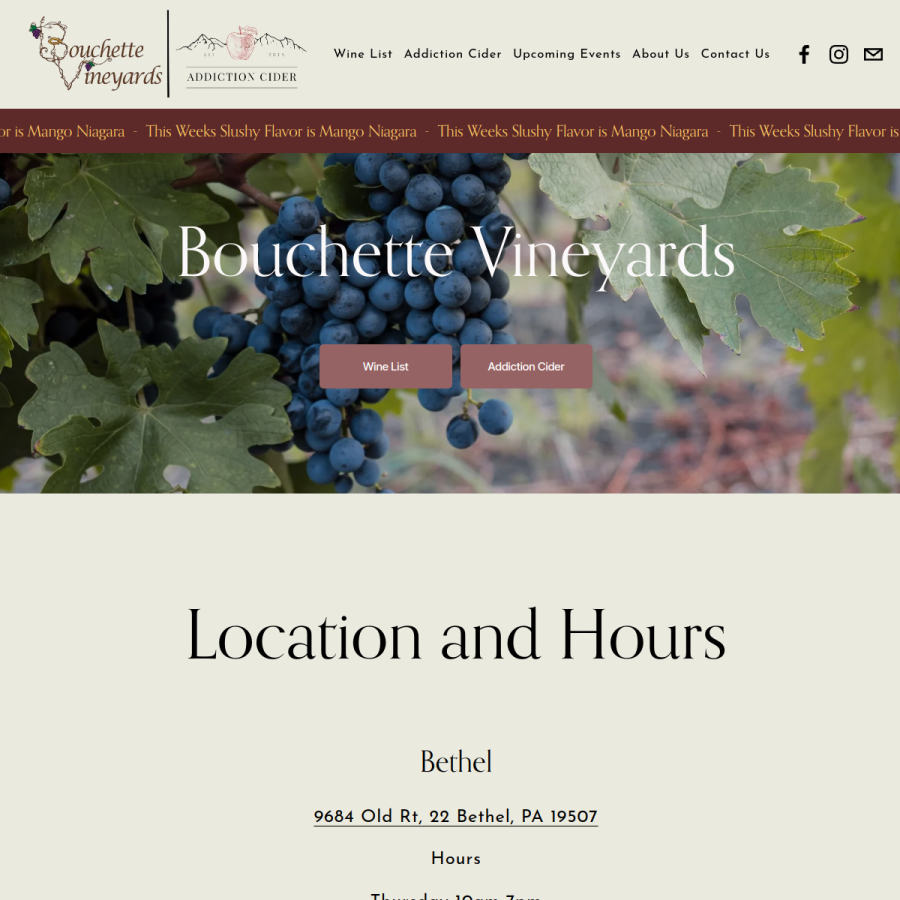 bouchettevineyards.com homepage screenshot