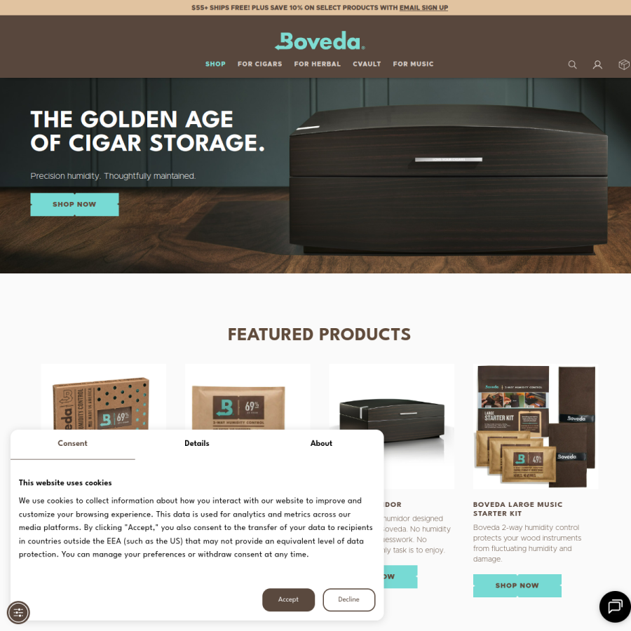 bovedainc.com homepage screenshot