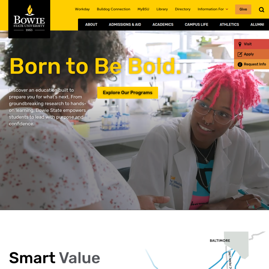 bowiestate.edu homepage screenshot
