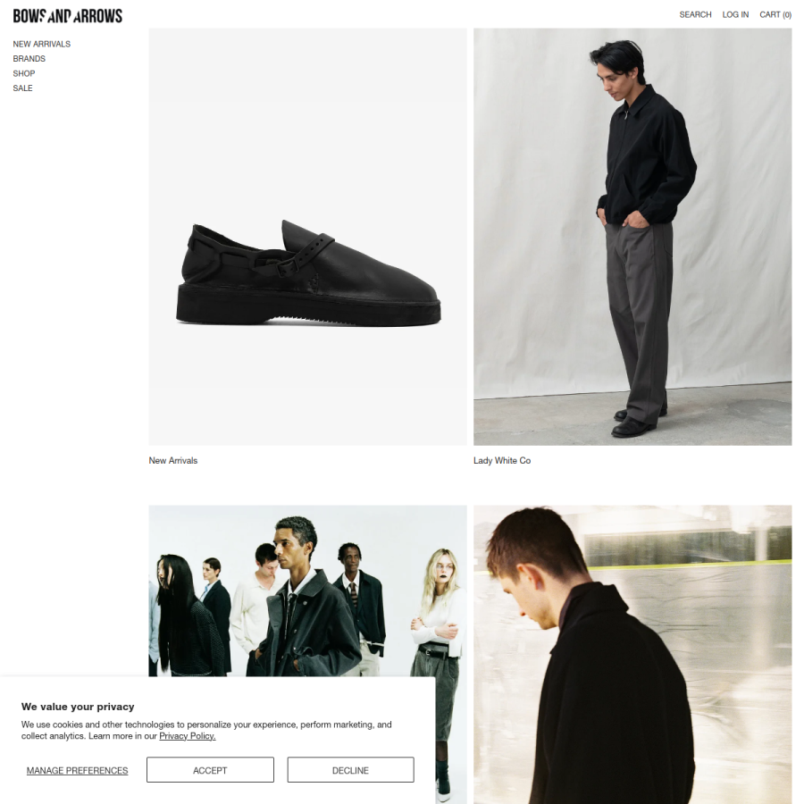 bowsandarrowsberkeley.com homepage screenshot