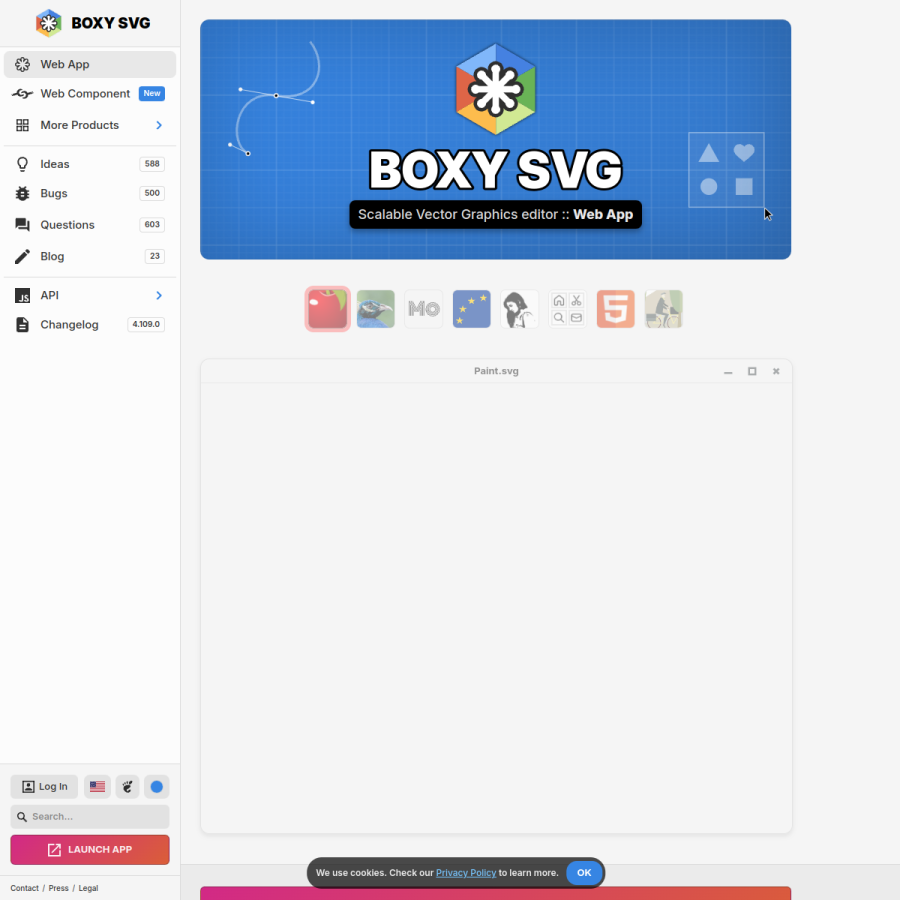 boxy-svg.com homepage screenshot
