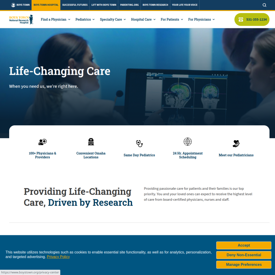 boystownhospital.org homepage screenshot