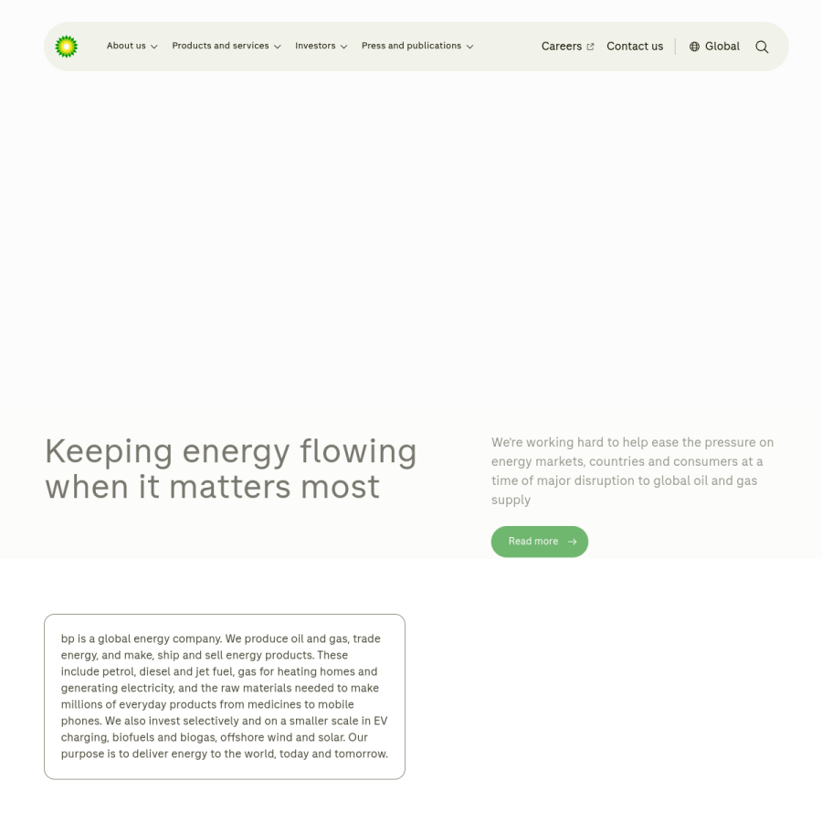 bp.com homepage screenshot